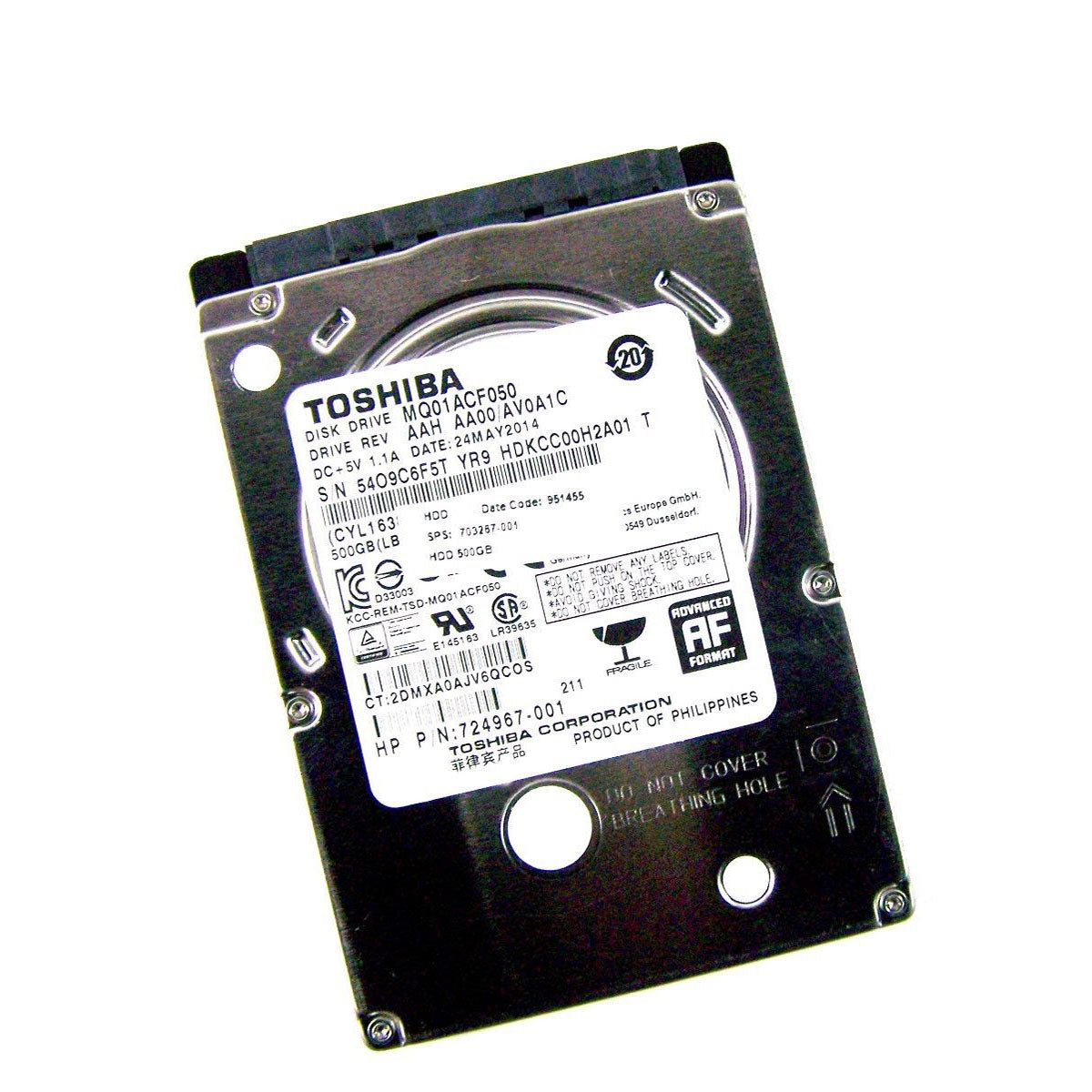 MQ01ACF050 Toshiba 500GB 7200RPM 7mm THIN laptop Hard Drive 2.5
