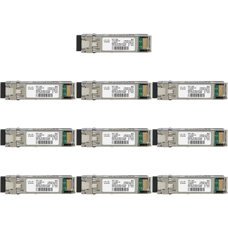10 x Cisco 10-2566-02 Fet-10G Multi-Mode Fibre 850Nm SFP Transceiver (Refurbished)