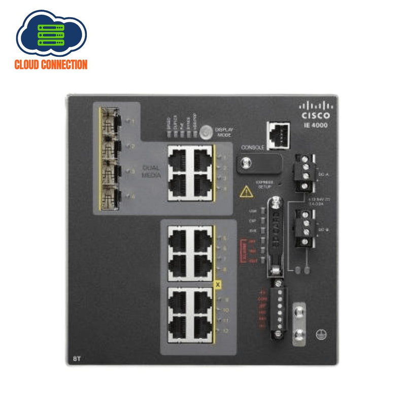 Cisco IE-4000-8T4G-E | 8 x FE RJ-45 | 4 x GE Combo Uplinks | LAN Base | Industrial Switch (New)