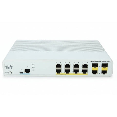 Cisco WS-C2960C-8PC-L — 8-Port Fast Ethernet PoE Switch with Dual Uplinks (Grade A+)