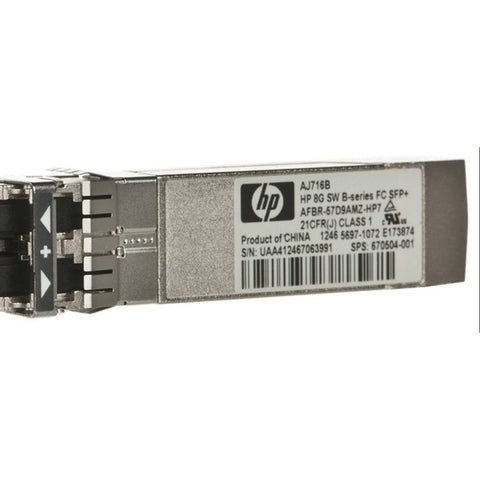 HP AJ716B 8Gb Short-Wave Fibre Channel SFP+ Transceiver — Transceiver (Refurbished)