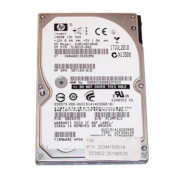 HP EH0146FARWD — 146GB 2.5" SAS Hard Drive (Refurbished)