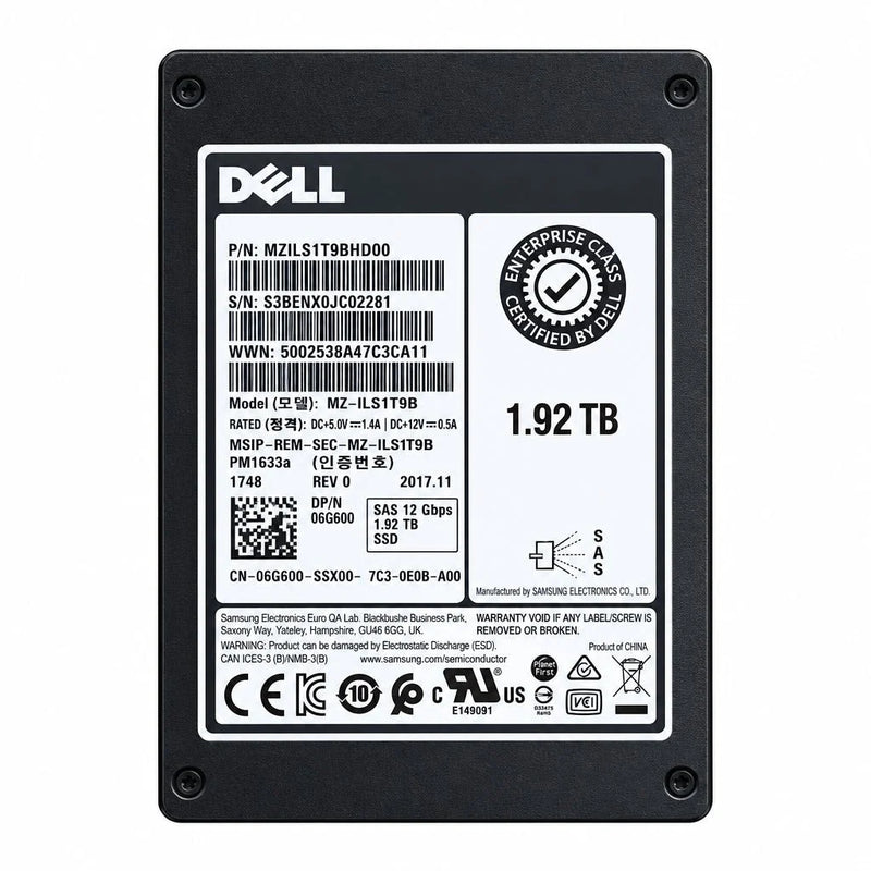 Dell MZ-ILS1T9B 2.5 Inch 1.92TB 12Gb/s SAS Solid State Drive (Refurbished)