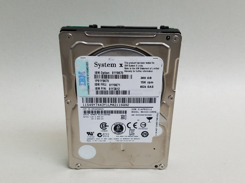 IBM Mk3001Grrb - 300GB SAS Hard Drive - 2.5" - 15 000 Rpm - 6GB/S (Refurbished)