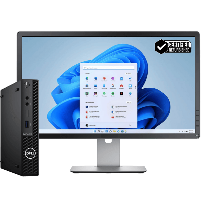 Dell OptiPlex 3090 Intel i5, 10th Gen USFF PC with 16GB Ram + 20" Monitor