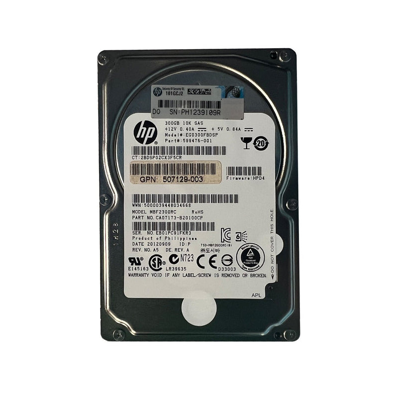 HP Eg0300Fbdsp - 300GB SAS Hard Drive - 2.5" - 10 000 Rpm - 6GB/S (Refurbished)