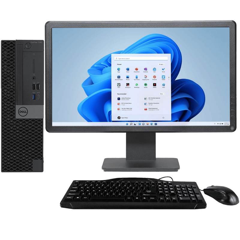 Dell OptiPlex 7060 Intel i5, 8th Gen SFF Desktop PC with 20" Monitor