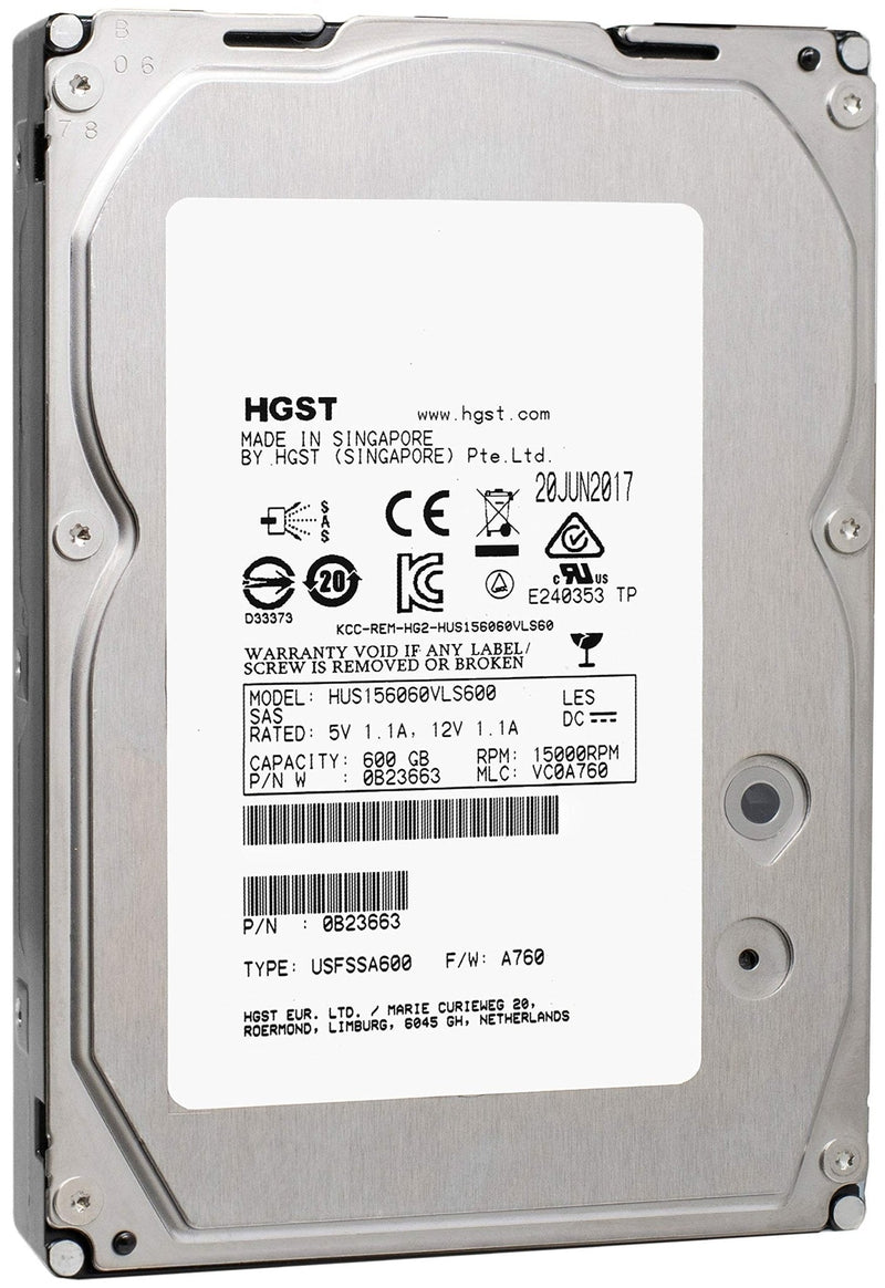 HGST Hus156060Vls600 - 600GB SAS Hard Drive - 3.5" - 15000 Rpm - 6GB/S (Refurbished)