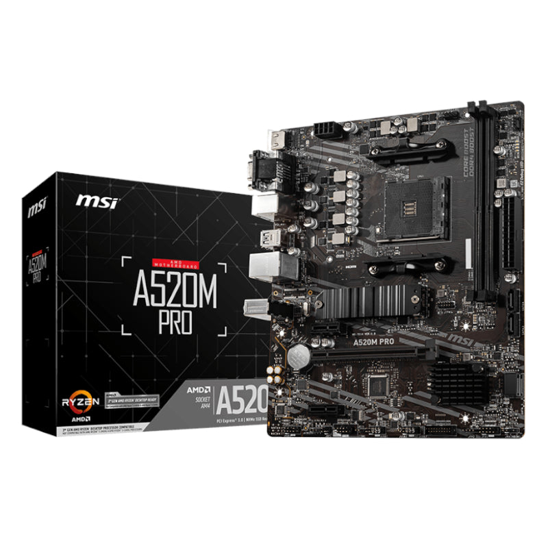 MSI A520M-PRO AMD AM4 MATX Gaming Motherboard (New)