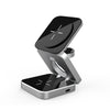 3 in 1 ABS Foldable Magnetic Wireless Charger Stand for iPhone/Apple Watch/AirPods Silver
