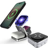 3 in 1 ABS Foldable Magnetic Wireless Charger Stand for iPhone/Apple Watch/AirPods Silver