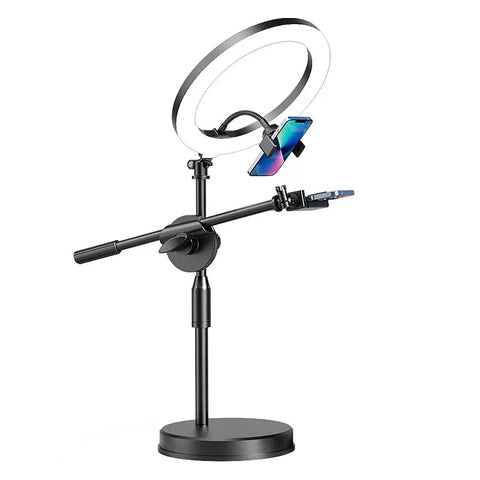 Professional 10 Inch Selfie Ring Light with Phone Holder and Retractable Phone Holder
