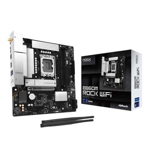 ASRock B860M Rock WiFi Intel LGA1851 MATX Gaming Motherboard (New)
