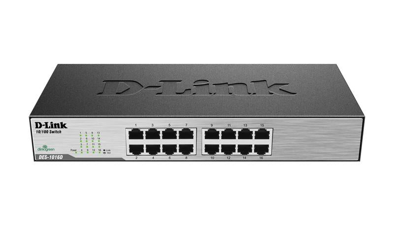 D-Link DES-1016D 16 Port 10/100Mbps Fast Ethernet Unmanaged Switch (Used)
