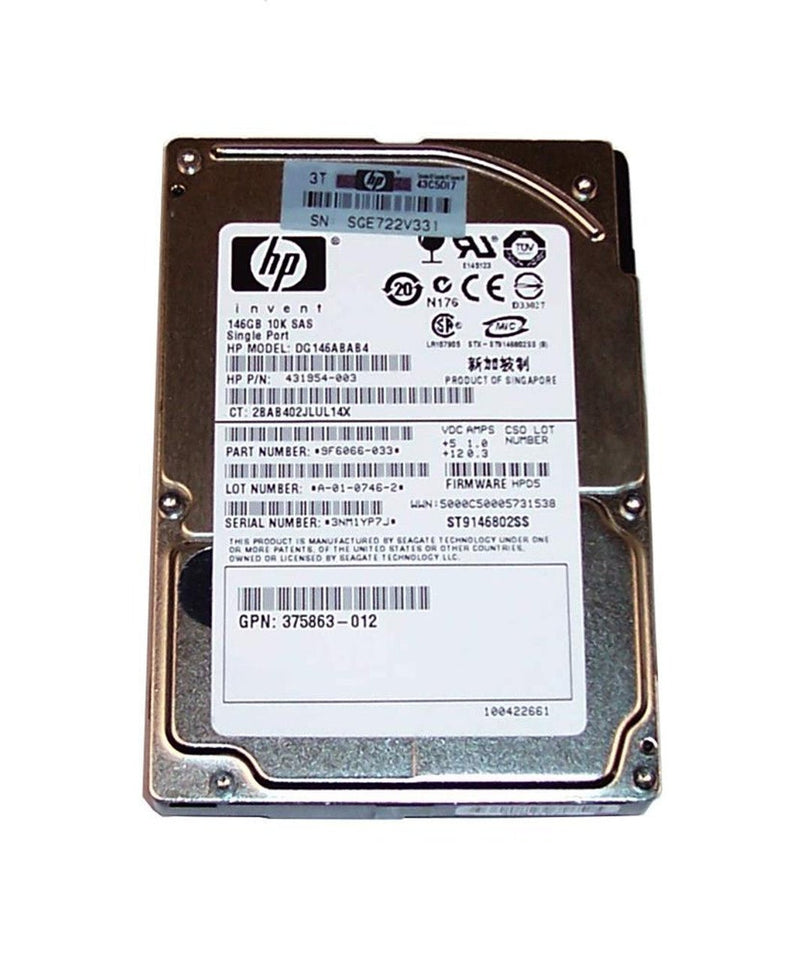 HP Dg146Abab4 - 146GB SAS Hard Drive - 2.5" - 10 000 Rpm - 3GB/S (Refurbished)
