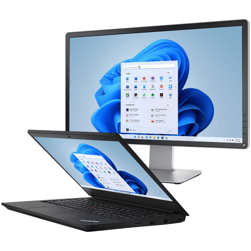 Lenovo ThinkPad E490 Intel i5, 8th Gen Laptop with Win 11 + 20" Monitor