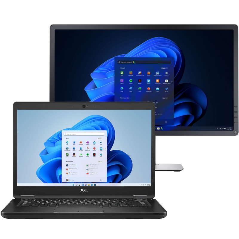 Dell Latitude 5490 Intel i7, 8th Gen Laptop with Win 11 Pro, 16GB Ram + 19" Monitor