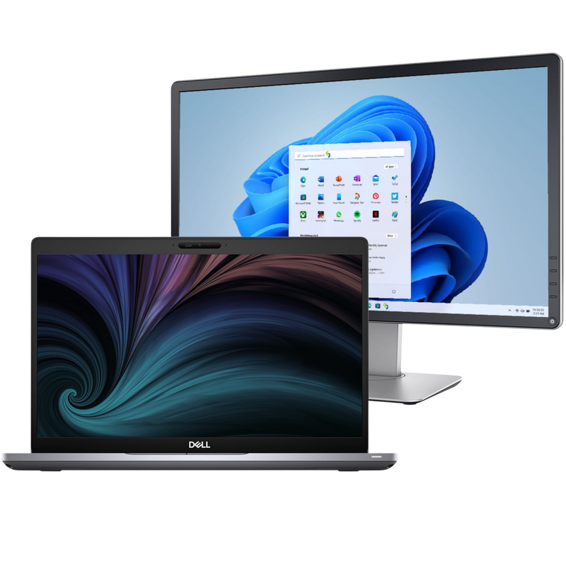 Dell Latitude 5510 Intel i7, 10th Gen Laptop with 16GB, Win 11 + 22" Monitor
