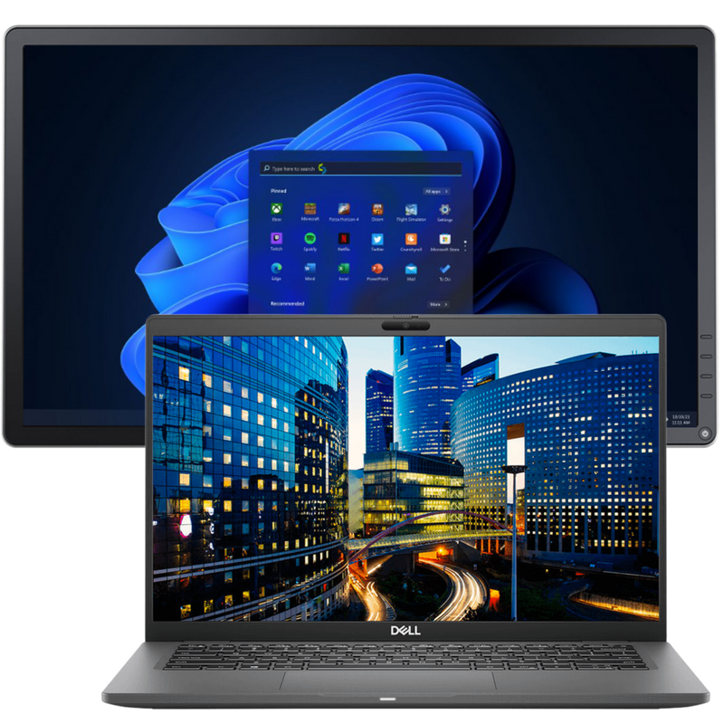 Dell Latitude 7410 Intel i7, 10th Gen Laptop with 8GB Ram + 19" Monitor