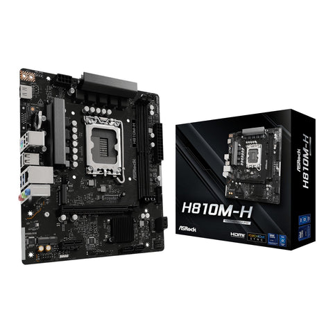 ASRock H810M-H Intel LGA1851 Micro ATX Motherboard - Black (New)