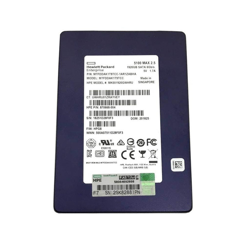 HPE MTFDDAK1T9TCC 2.5 Inch 1.92TB 6Gb/s SATA Solid State Drive (Refurbished)
