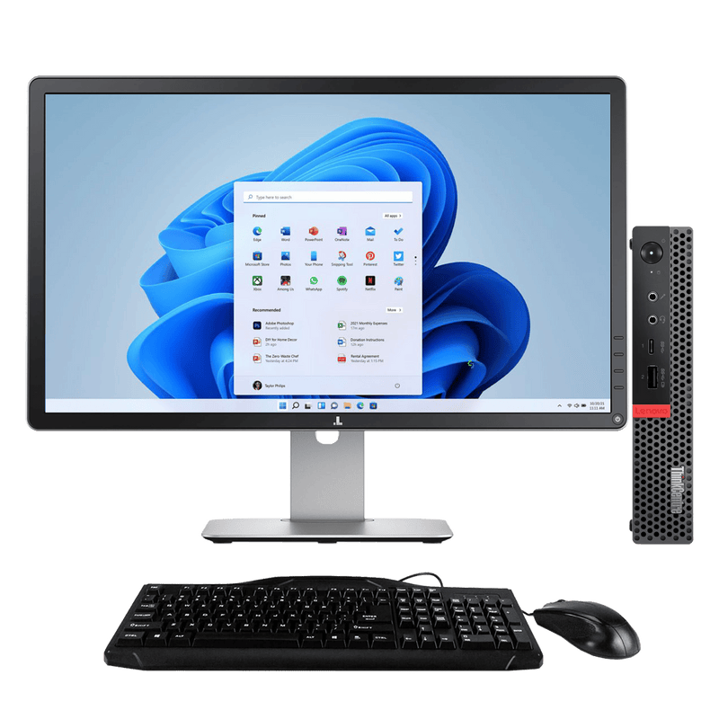 Lenovo ThinkCentre M920q Intel i5, 8th Gen Tiny PC with 20" Monitor
