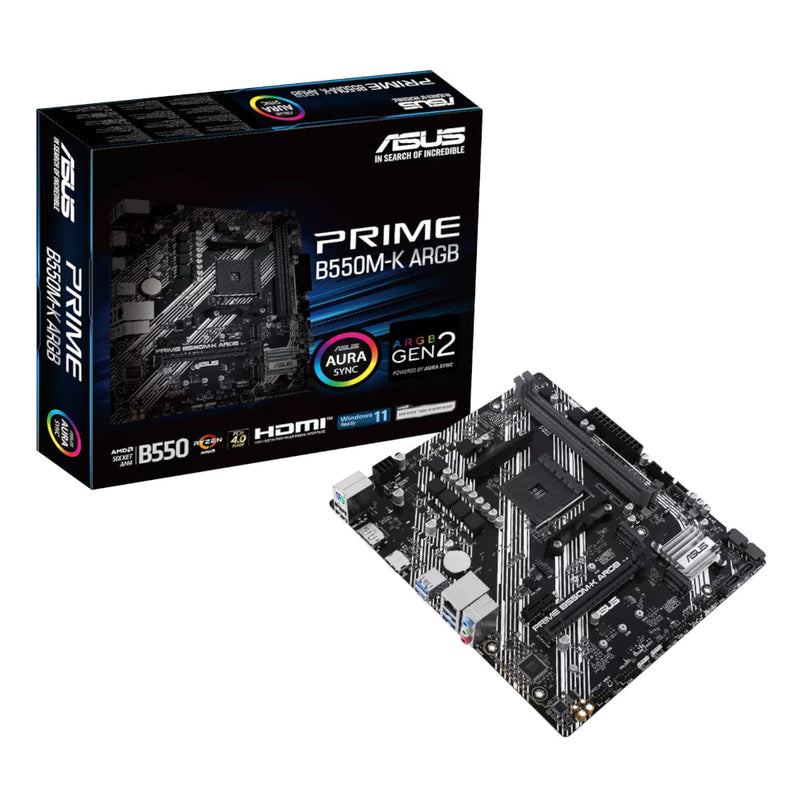 Asus PRIME B550M-K ARGB AM4 M-ATX Motherboard (New)