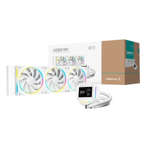 DeepCool LM360 ARGB 360mm AIO CPU Liquid Cooler - White (New)
