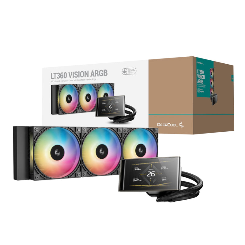 DeepCool LT360 VISION ARGB 4.5" LCD All-in-one CPU Liquid Cooler - Black (New)