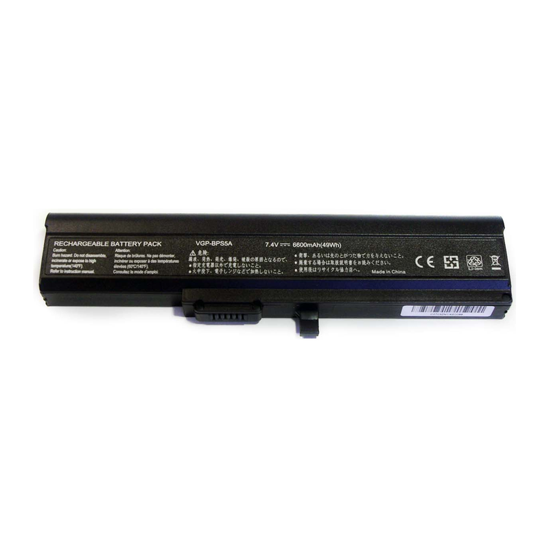 Sony Vaio VGN-TX651P, VGP-BPS5, Hi-Cap Laptop Battery, 7.4V 6600mAh/49Wh