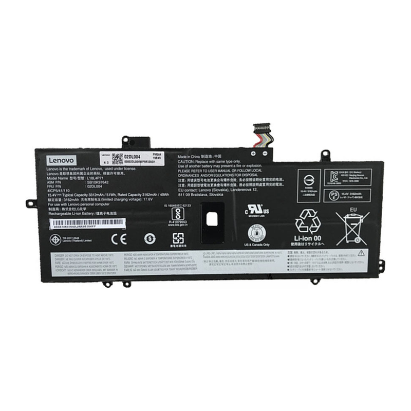 Lenovo Thinkpad ThinkPad X1 Carbon (2019) 7th Gen, L18L4P71, L18M4P72, L18C4P71 Laptop Battery, 15.36 V 3230mAh/49Wh