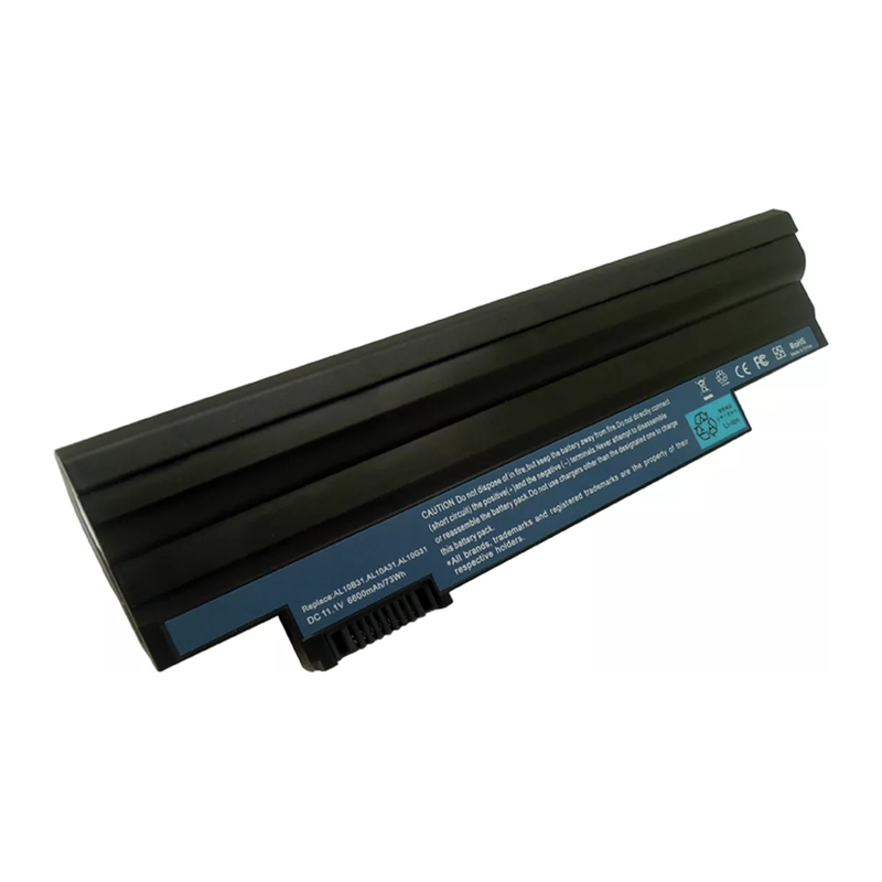 Acer Aspire One D255, AL10A31, AL10G31, Black Hi-Cap Laptop Battery, 11.1 V 6600mAh/73Wh