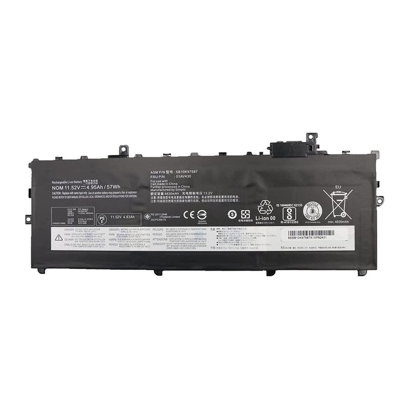 Lenovo ThinkPad X1 Carbon 5th Gen, 6th Gen, 01AV429, 01AV430, 01AV431, 01AV494 Laptop Battery, 11.52V 4800mAh/ 57Wh