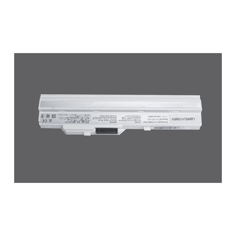 MSI U100, BTY-S11, BTY-S12, High Cap, White Laptop Battery, 11.1V 4400mAh/49Wh