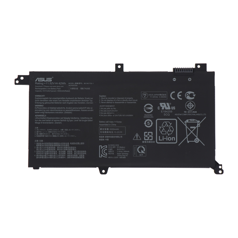 Asus VivoBook S14 S430FA, S430FN, S430UF, X430UN, X430UA, X430UF, B31N1732, Laptop Battery 11.52V 3553mAh/42Wh