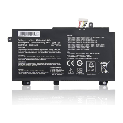 Asus FX80, FX80GD, FX86, FX86FM, FX86FE, FX504, FX505, B31N1726 Laptop Battery, 11.4V 4240mAh/48Wh Generic