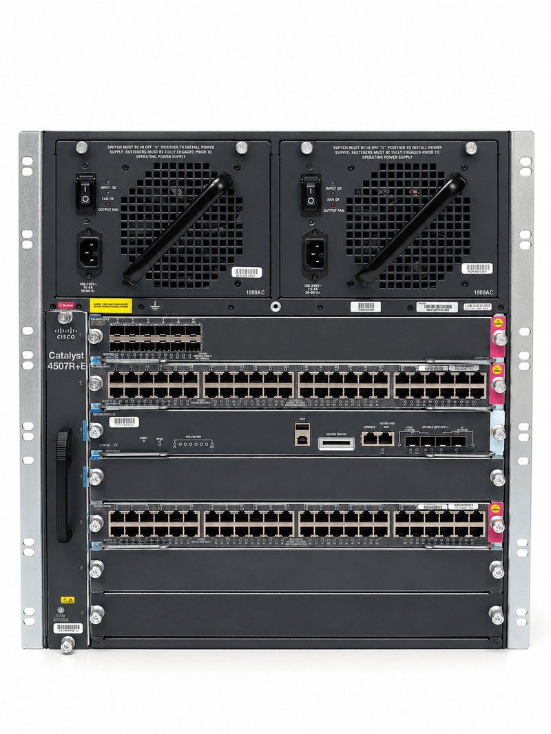 Cisco Catalyst 4507+E With WS-X45-SUP7L-E + WS-X4712-SFP-E + WS-X4648-RJ45-E Modular Network Switch – Demo (New)