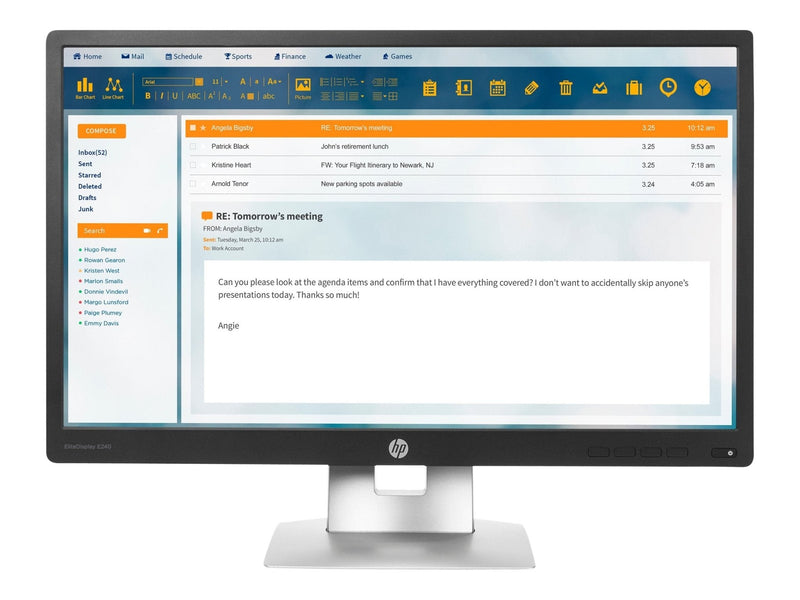 HP E240 EliteDisplay 23.8 inch Monitor - HDMI, DisplayPort & VGA (Used)
