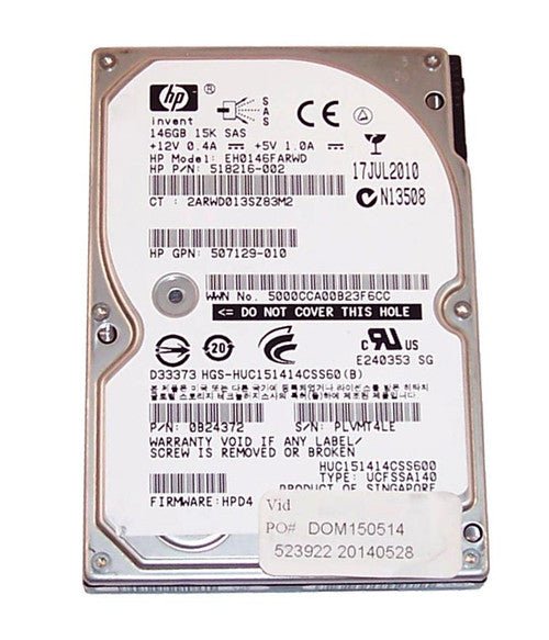 HP Eh0146Farwd 2.5 Inch SFF 146GB SAS HDD - 15K (Refurbished)