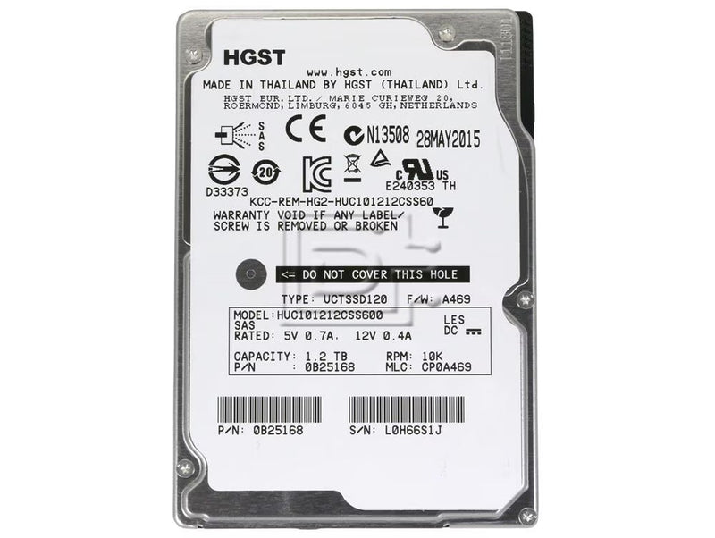 HGST HUC101212CSS600 2.5 Inch SFF 1.2TB 10K 6Gbps SAS Hard Drive for Servers (Refurbished)