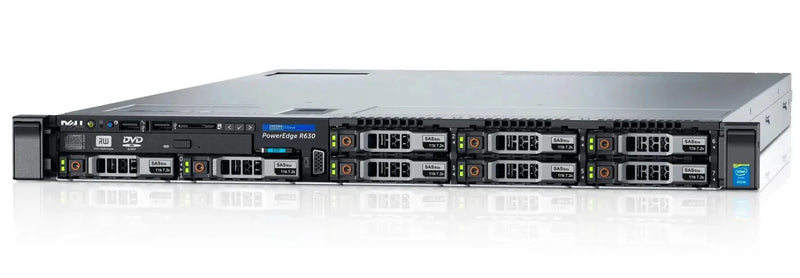 Dell PowerEdge R630 1U Rackmount Server – 8 SFF – 2 × Xeon E5-2603 v4 – 64GB DDR4 – 2 × 300GB SAS HDD – PERC H730 – Intel i350 – 2 × 750W – 4 × Caddies – 4 × Blanks (Refurbished)