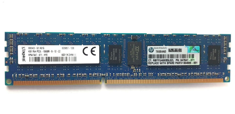 Kingston 4GB 1Rx4 PC3L-10600R-9-12-C2 DDR3 Server RAM (Refurbished)