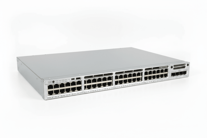 Cisco Catalyst WS-C3850-48F-S 48-Port Gigabit PoE+ Layer 3 Managed Switch with C3850-NM-2-10G 10Gb Network Module (Used)
