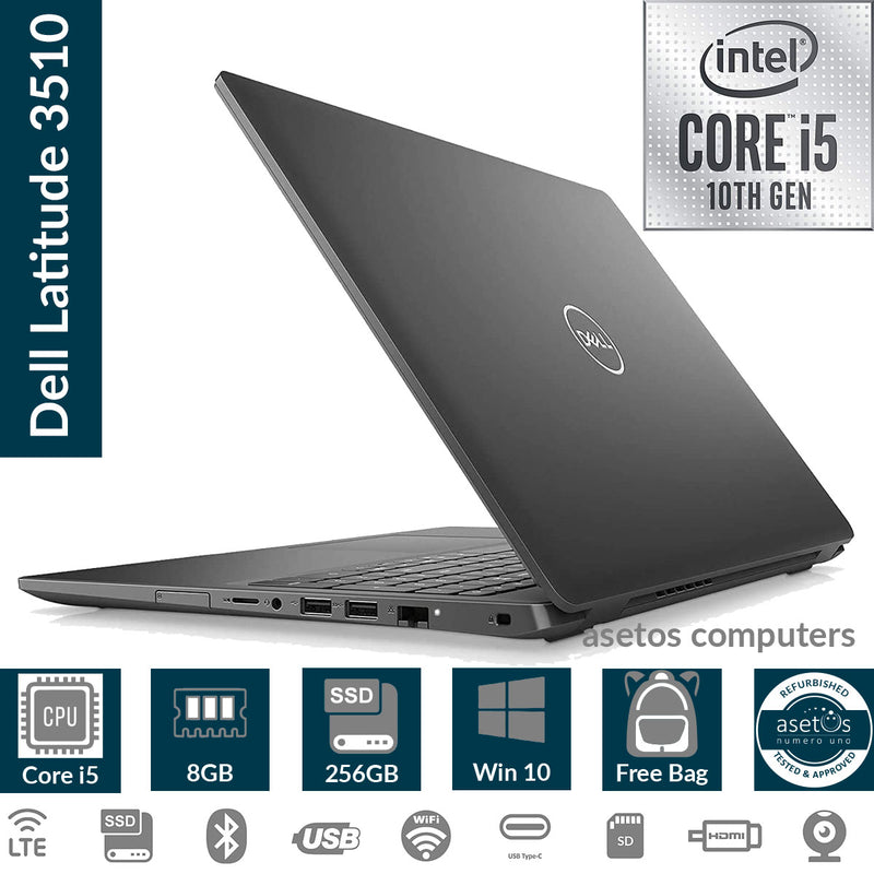 Dell Latitude 3510 10th Gen Core i5, 8GB RAM, 256GB SSD, 15.6" FHD Display, Win 10 Pro Notebook Laptop (Used)