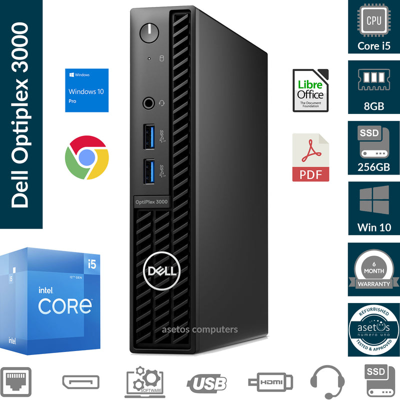 Dell OptiPlex 3000 Micro PC Tiny Desktop: Core i5 12th Gen proc, 8GB Mem, 256GBGB SSD, Win 10 Pro (Demo)