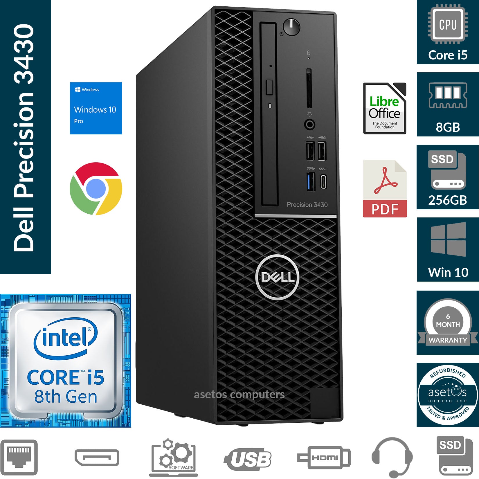 中古】DELL Precision Tower 3430 CPU:Core i5-8600 (3.1GHz) / メモリ 