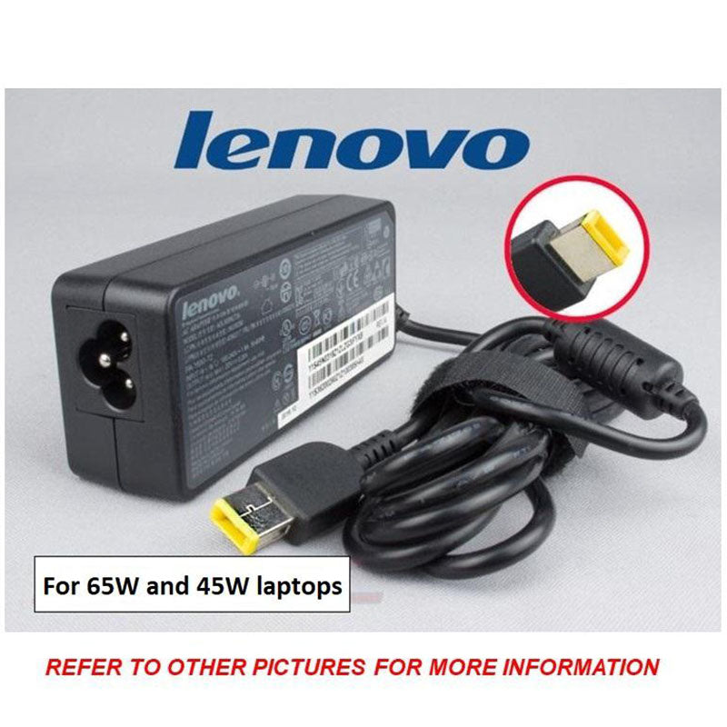 Brand New & Sealed Genuine Original 65w Lenovo Charger AC Adapter | Yellow Slim Tip (20v, 3.25a)