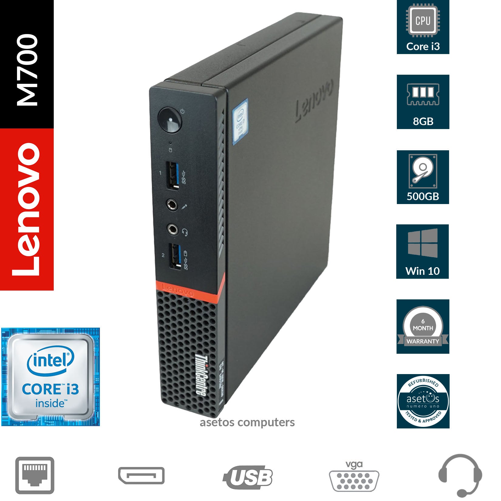 Lenovo ThinkCentre M700 Tiny Desktop: Core i3-6100T, 8GB MEM