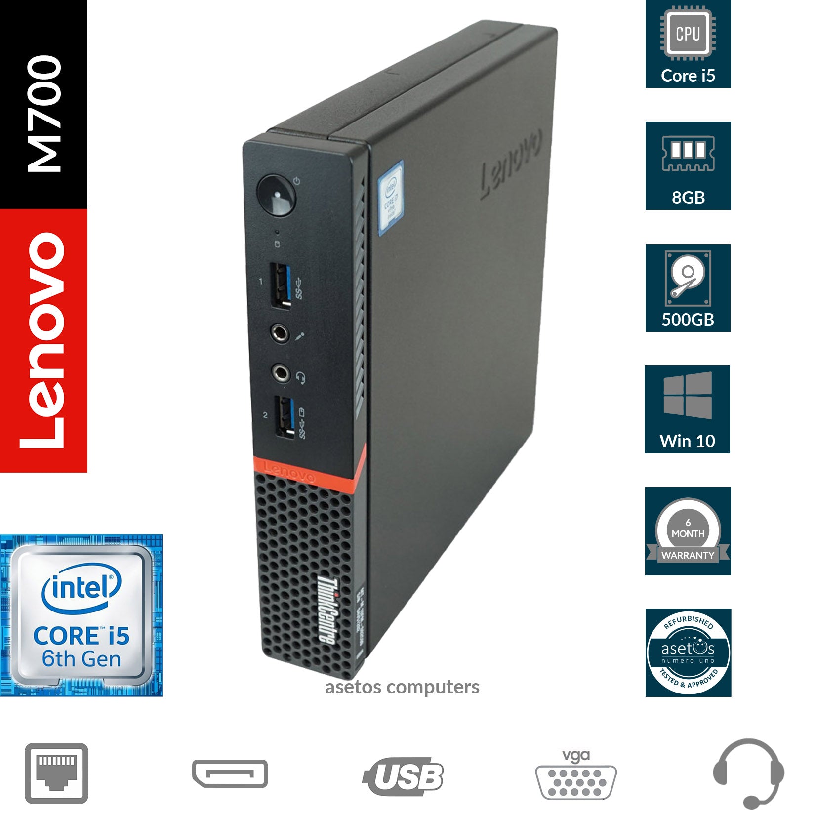 Lenovo ThinkCentre M700Tiny Desktop: Core i5-6400 6th Gen, 8GB
