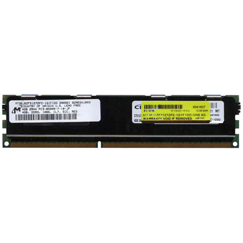 MICRON 4GB 4Rx4 PC3-8500R-7-10-J0 | MT36JSZF51272PZ-1G4F1BA Server Memory (Used)